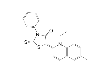 4-thiazolidinone, 5-(1-ethyl-6-methyl-2(1H)-quinolinylidene)-3-phenyl-2-thioxo-, (5E)-
