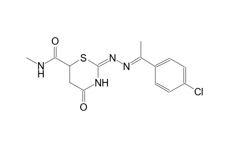 (2E)-2-{(2E)-2-[1-(4-chlorophenyl)ethylidene]hydrazono}-N-methyl-4-oxo-1,3-thiazinane-6-carboxamide