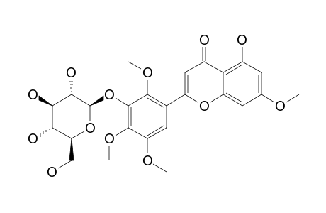 3'I-O-BETA-D-GLUCOPYRANOSYL-5,6-DIHYDROXY-7,2',4',5'-TETRAMETHOXY-FLAVONE