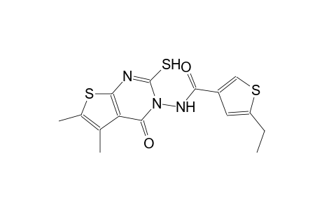 N-(5,6-dimethyl-4-oxo-2-sulfanylthieno[2,3-d]pyrimidin-3(4H)-yl)-5-ethyl-3-thiophenecarboxamide