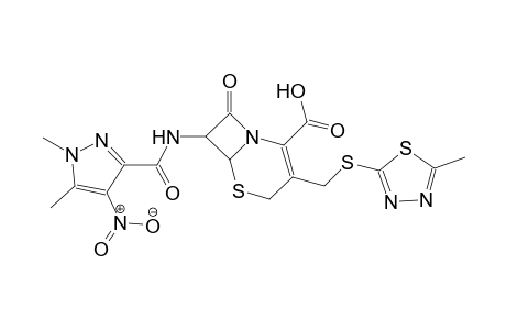 7-{[(1,5-dimethyl-4-nitro-1H-pyrazol-3-yl)carbonyl]amino}-3-{[(5-methyl-1,3,4-thiadiazol-2-yl)sulfanyl]methyl}-8-oxo-5-thia-1-azabicyclo[4.2.0]oct-2-ene-2-carboxylic acid