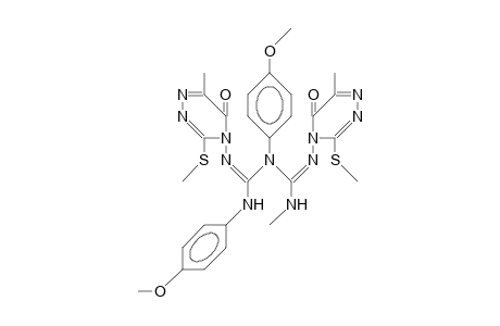 1,3-Bis(4-methoxy-phenyl)-2,4-bis(6-methyl-3-methylthio-5-oxo-4,5-dihydro-1,2,4-triazin-4-yl)-5-methyl-biguanide