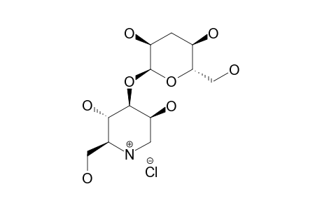 1,5-DIDEOXY-3-O-(3-DEOXY-ALPHA-D-RIBO-HEXOPYRANOSYL)-1,5-IMINO-D-MANNITOL-HYDROCHLORIDE