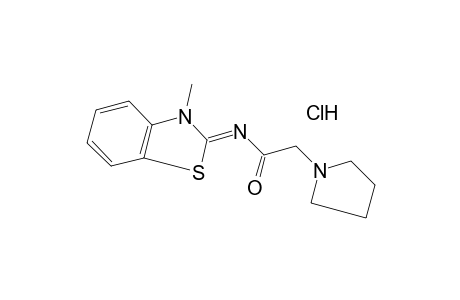 N-(3-METHYL-2-BENZOTHIAZOLINYLIDENE)-2-(1-PYRROLIDINYL)ACETAMIDE, MONOHYDROCHLORIDE