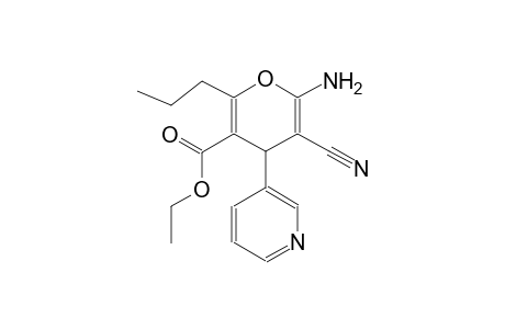 4H-pyran-3-carboxylic acid, 6-amino-5-cyano-2-propyl-4-(3-pyridinyl)-, ethyl ester