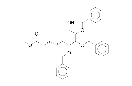 (2E,4E)-6,7,8-tribenzoxy-9-hydroxy-2-methyl-nona-2,4-dienoic acid methyl ester