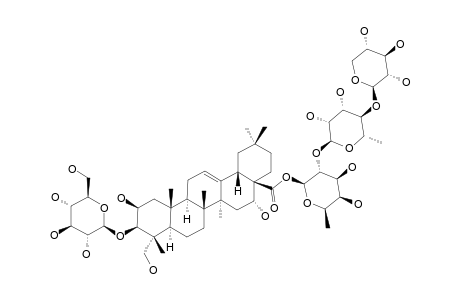 BELLIDIASTROSIDE-C2;3-O-BETA-D-GLUCOPYRANOSYL-2-BETA,3-BETA,16-ALPHA,23-TETRAHYDROXYOLEAN-12-EN-28-OIC-ACID-28-O-BETA-D-XYLOPYRANOSYL-(1->4)-ALPHA-