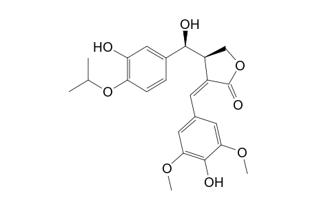 (R)-3-[1-(4-Hydroxy-3,5-dimethoxy-phenyl)-meth-(Z)-ylidene]-4-[(S)-hydroxy-(3-hydroxy-4-isopropoxy-phenyl)-methyl]-dihydro-furan-2-one