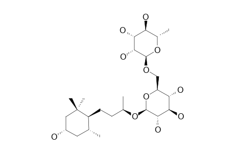 SEDUMOSIDE-E2;(3S,5R,6S,9R)-MEGASTIGMAN-3,9-DIOL-9-O-ALPHA-L-RHAMNOPYRANOSYL-(1->6)-BETA-D-GLUCOPYRANOSIDE