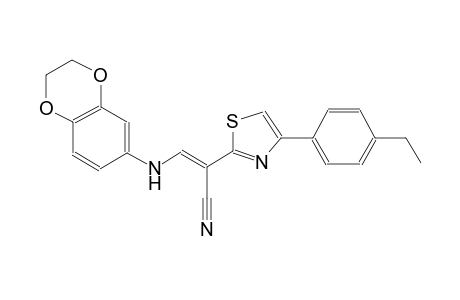 (2E)-3-(2,3-dihydro-1,4-benzodioxin-6-ylamino)-2-[4-(4-ethylphenyl)-1,3-thiazol-2-yl]-2-propenenitrile