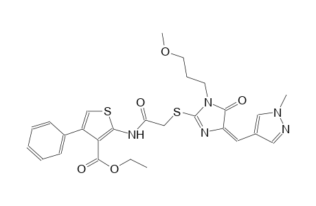 ethyl 2-{[({(4E)-1-(3-methoxypropyl)-4-[(1-methyl-1H-pyrazol-4-yl)methylene]-5-oxo-4,5-dihydro-1H-imidazol-2-yl}sulfanyl)acetyl]amino}-4-phenyl-3-thiophenecarboxylate