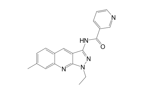 3-Pyridinecarboxamide, N-(1-ethyl-7-methyl-1H-pyrazolo[3,4-b]quinolin-3-yl)-