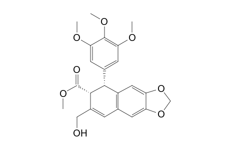 Naphtho[2,3-d]-1,3-dioxole-6-carboxylic acid, 5,6-dihydro-7-(hydroxymethyl)-5-(3,4,5-trimethoxyphenyl)-, methyl ester, cis-(.+-.)-