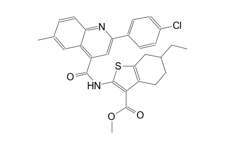 methyl 2-({[2-(4-chlorophenyl)-6-methyl-4-quinolinyl]carbonyl}amino)-6-ethyl-4,5,6,7-tetrahydro-1-benzothiophene-3-carboxylate