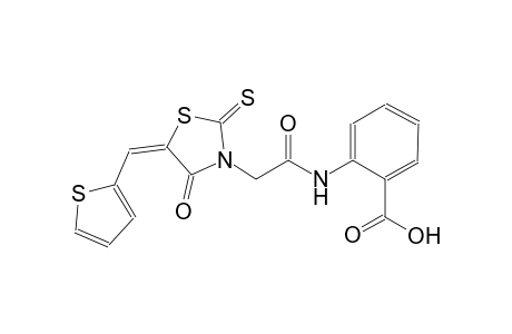 2-({[(5E)-4-oxo-5-(2-thienylmethylene)-2-thioxo-1,3-thiazolidin-3-yl]acetyl}amino)benzoic acid