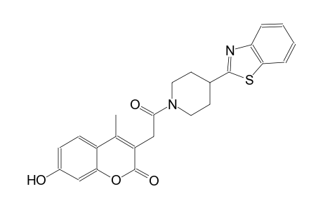 2H-1-benzopyran-2-one, 3-[2-[4-(2-benzothiazolyl)-1-piperidinyl]-2-oxoethyl]-7-hydroxy-4-methyl-