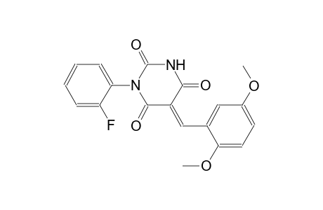 (5E)-5-(2,5-dimethoxybenzylidene)-1-(2-fluorophenyl)-2,4,6(1H,3H,5H)-pyrimidinetrione