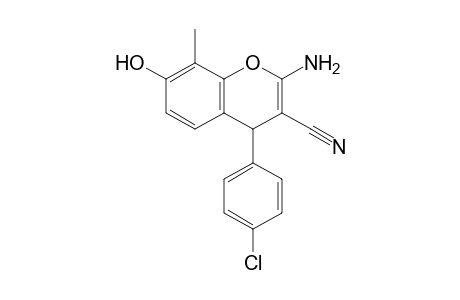2-Amino-4-(4-chlorophenyl)-7-hydroxy-8-methyl-4H-1-benzopyran-3-carbonitrile