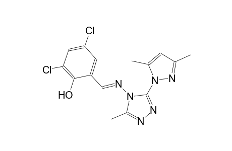 2,4-dichloro-6-((E)-{[3-(3,5-dimethyl-1H-pyrazol-1-yl)-5-methyl-4H-1,2,4-triazol-4-yl]imino}methyl)phenol