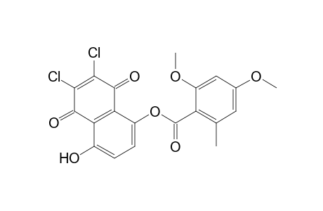 Benzoic acid, 2,4-dimethoxy-6-methyl-, 6,7-dichloro-5,8-dihydro-4-hydroxy-5,8-dioxo-1-naphthalenyl ester