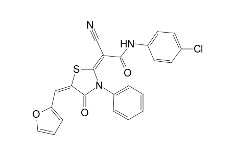 (2E)-N-(4-chlorophenyl)-2-cyano-2-[(5E)-5-(2-furylmethylene)-4-oxo-3-phenyl-1,3-thiazolidin-2-ylidene]ethanamide