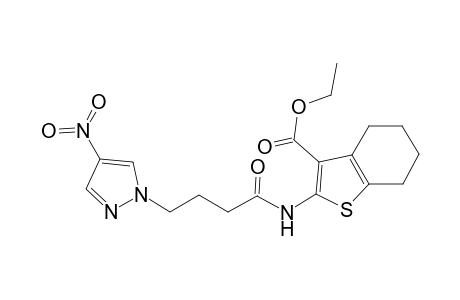 1-Benzothiophene-3-carboxylic acid, 4,5,6,7-tetrahydro-2-[[4-(4-nitro-1H-pyrazol-1-yl)-1-oxobutyl]amino]-, ethyl ester