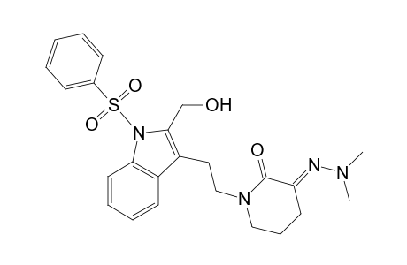 (3E)-1-[2-(1-besyl-2-methylol-indol-3-yl)ethyl]-3-(dimethylhydrazono)-2-piperidone