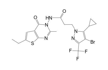 3-[4-bromo-5-cyclopropyl-3-(trifluoromethyl)-1H-pyrazol-1-yl]-N-(6-ethyl-2-methyl-4-oxothieno[2,3-d]pyrimidin-3(4H)-yl)propanamide