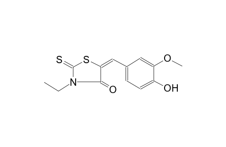 (5E)-3-ethyl-5-(4-hydroxy-3-methoxybenzylidene)-2-thioxo-1,3-thiazolidin-4-one