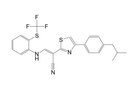 (2E)-2-[4-(4-isobutylphenyl)-1,3-thiazol-2-yl]-3-{2-[(trifluoromethyl)sulfanyl]anilino}-2-propenenitrile