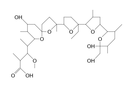 1,6-Dioxaspiro[4.5]decane-7-butanoic acid, 2-[2-ethyloctahydro-3'-methyl-5'-[tetrahydro-6-hydroxy-6-(hydroxymethyl)-3,5-dimethyl-2H-pyran-2-yl][2,2'-bifuran]-5-yl]-9-hydroxy-.beta.-methoxy-.alpha.,.gamma.,2,8-tetramethyl-