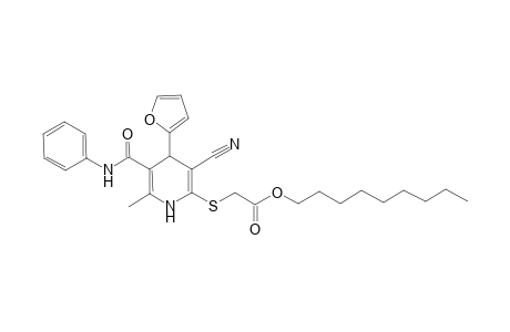 2-[[3-cyano-4-(2-furyl)-6-methyl-5-(phenylcarbamoyl)-1,4-dihydropyridin-2-yl]thio]acetic acid nonyl ester