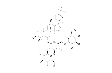 YESANCHINOSIDE-B;6-O-[ALPHA-D-GLUCOPYRANOSYL-(1->6)]-BETA-D-GLUCOPYRANOSYL-(1->2)-BETA-D-GLUCOPYRANOSYL-20(S),24(S)-EPOXYDAMMARANE-3-BETA,6-ALPHA,1