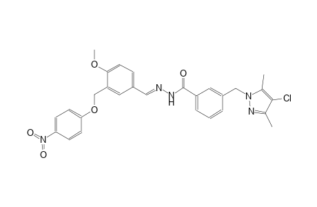 3-[(4-chloro-3,5-dimethyl-1H-pyrazol-1-yl)methyl]-N'-((E)-{4-methoxy-3-[(4-nitrophenoxy)methyl]phenyl}methylidene)benzohydrazide