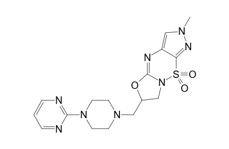 2-METHYL-6-[1-[4-(2-PYRIMIDINYL)-PIPERAZINYL]]-METHYL-6,7-DIHYDRO-2H-OXAZOLO-[3,2-B]-PYRAZOLO-[4,3-E]-[1,2,4]-THIADIAZINE-9,9-DIOXIDE