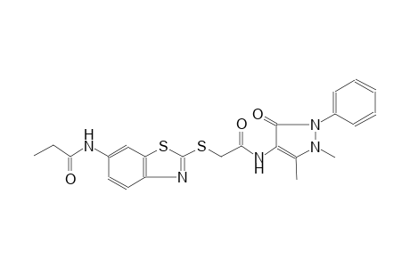 propanamide, N-[2-[[2-[(2,3-dihydro-1,5-dimethyl-3-oxo-2-phenyl-1H-pyrazol-4-yl)amino]-2-oxoethyl]thio]-6-benzothiazolyl]-