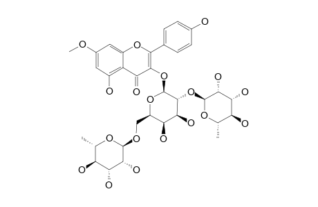 OXYTROFLAVOSIDE_G;RHAMNOCITRIN_3-O-ALPHA-L-RHAMNOPYRANOSYL-(1->6)-[ALPHA-L-RHAMNOPYRANOSYL-(1->2)]-BETA-D-GALACTOPYRANOSIDE