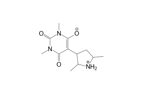 5-(2',5'-Dimethylpyrrolidin-1'-ium-3'-yl)-1,3-dihydro-1,3-dimethyl-2,6-dioxopyrimidin-4-olate