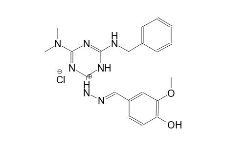 1-(6-(benzylamino)-4-(dimethylamino)-1,3,5-triazin-2(1H)-ylidene)-2-(4-hydroxy-3-methoxybenzylidene)hydrazin-1-ium chloride