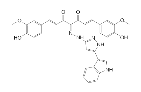 4-(2-(5-(1H-indol-3-yl)-1H-pyrazol-3-yl)hydrazono)-1,7-bis(4-hydroxy-3-methoxy-phenyl)hepta-1,6-diene-3,5-dione