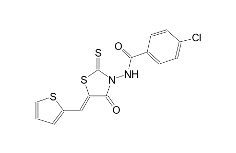 4-chloro-N-[(5Z)-4-oxo-5-(2-thienylmethylene)-2-thioxo-1,3-thiazolidin-3-yl]benzamide