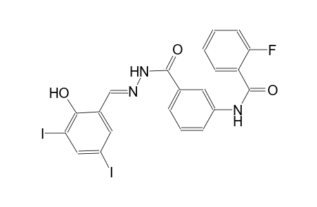 benzoic acid, 3-[(2-fluorobenzoyl)amino]-, 2-[(E)-(2-hydroxy-3,5-diiodophenyl)methylidene]hydrazide
