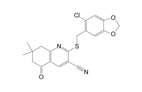 2-{[(6-chloro-1,3-benzodioxol-5-yl)methyl]sulfanyl}-7,7-dimethyl-5-oxo-5,6,7,8-tetrahydro-3-quinolinecarbonitrile