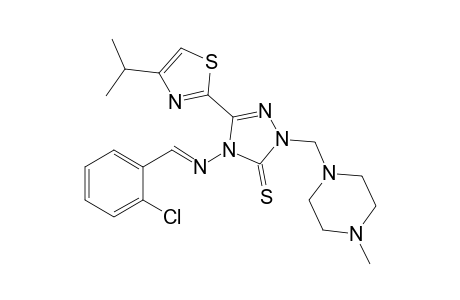 4-(2-chlorobenzylideneamino)-5-(4-isopropylthiazol-2-yl)-2-((4-methylpiperazin-1-yl)methyl)-2H-1,2,4-triazole-3(4H)-thione