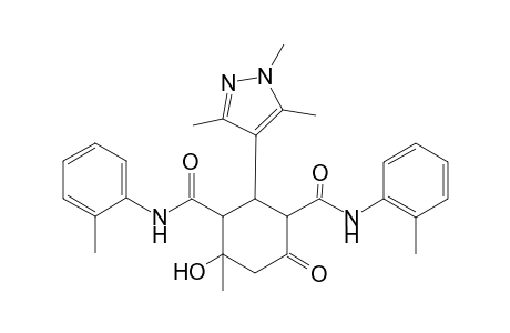 4-Hydroxy-4-methyl-1-N,3-N-bis(2-methylphenyl)-6-oxo-2-(1,3,5-trimethylpyrazol-4-yl)cyclohexane-1,3-dicarboxamide