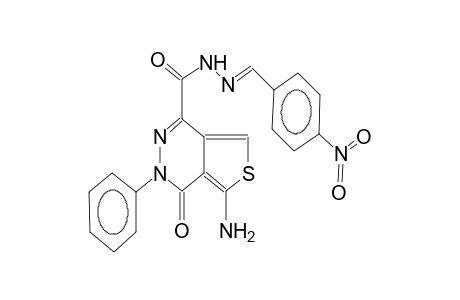 1-amino-4E-(4-nitrobenzylidene)hydrazinocarbonyl-6-phenyl-7-oxo-6,7-dihydrothieno[3,4-d]pyridazine