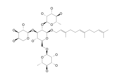 RUBIGINOSIDE;1-O-ALPHA-L-RHAMNOPYRANOSYL-(1->6)-ALPHA-L-RHAMNOPYRANOSYL-(1->2)-ALPHA-L-ARABINOPYRANOSYL-(1->3)-BETA-D-GLUCOPYRANOSYL-FARNES-1-OL