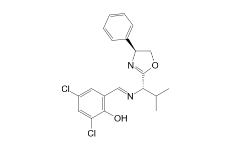 2,4-Di-chloro-6-{[(S)-2-methyl-1-((S)-4-phenyl-4,5-dihydro-oxazol-2-yl)propylimino]methyl}phenol