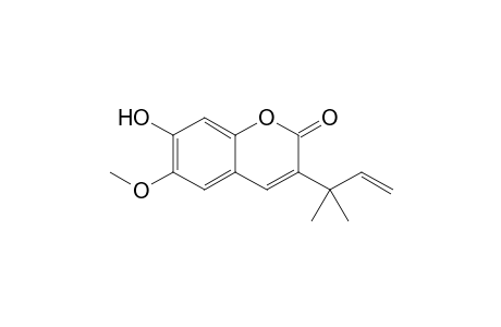 2H-1-Benzopyran-2-one, 3-(1,1-dimethyl-2-propenyl)-7-hydroxy-6-methoxy-