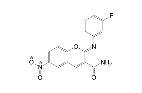 (2Z)-2-[(3-fluorophenyl)imino]-6-nitro-2H-chromene-3-carboxamide